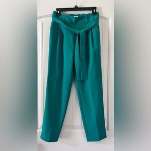 LOFT‎ Ann Taylor Pants Size XS Pleats Tapered Leg Paperbag Waist Tie Green